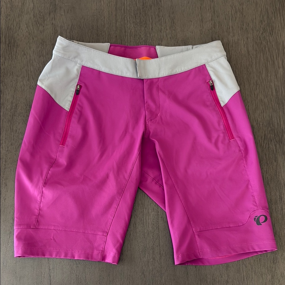 Women's Large Pearl Izumi Pink and White Bike Shorts Moisture-Wicking Comfort